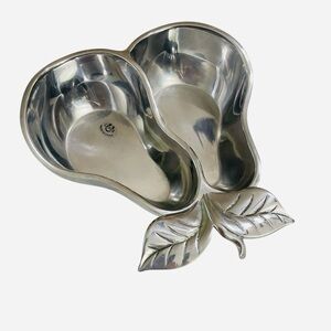 Lenox Metal Pear Divided Dish for Nuts Candy Dips Trinkets